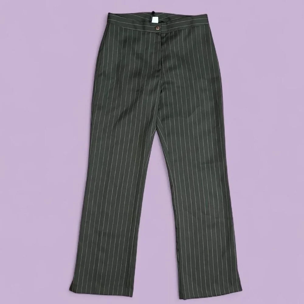 American Vintage Dark Green Pinstripe Trousers - Picture 1 of 8